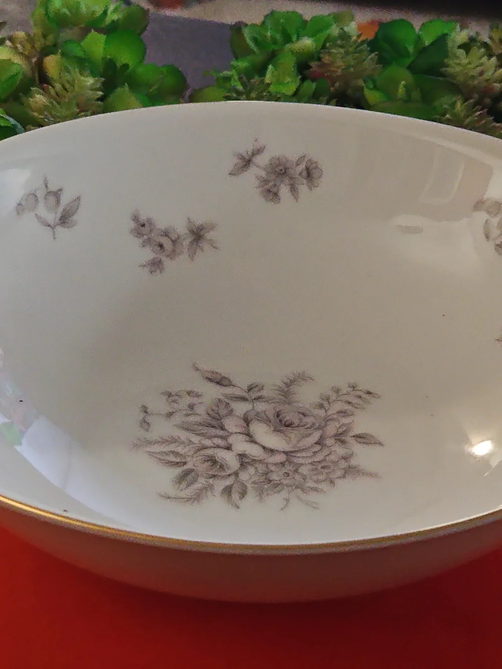 Vintage Amcrest Shadow Rose Fine China Serving Bowl with Gold Trim